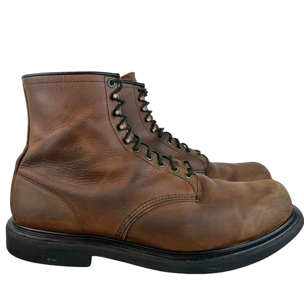 Men's Vintage Red Wing 953 Lace Up Brown Leather Soft Toe Work Boots (Sz 16)